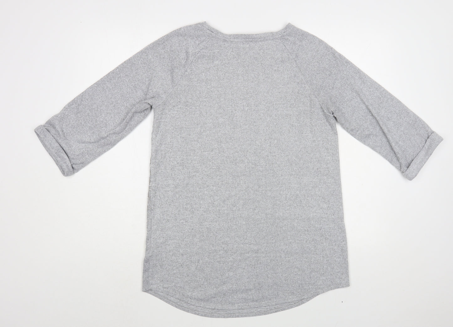 F&F Womens Grey Boat Neck Animal Print Polyester Pullover Jumper Size 10