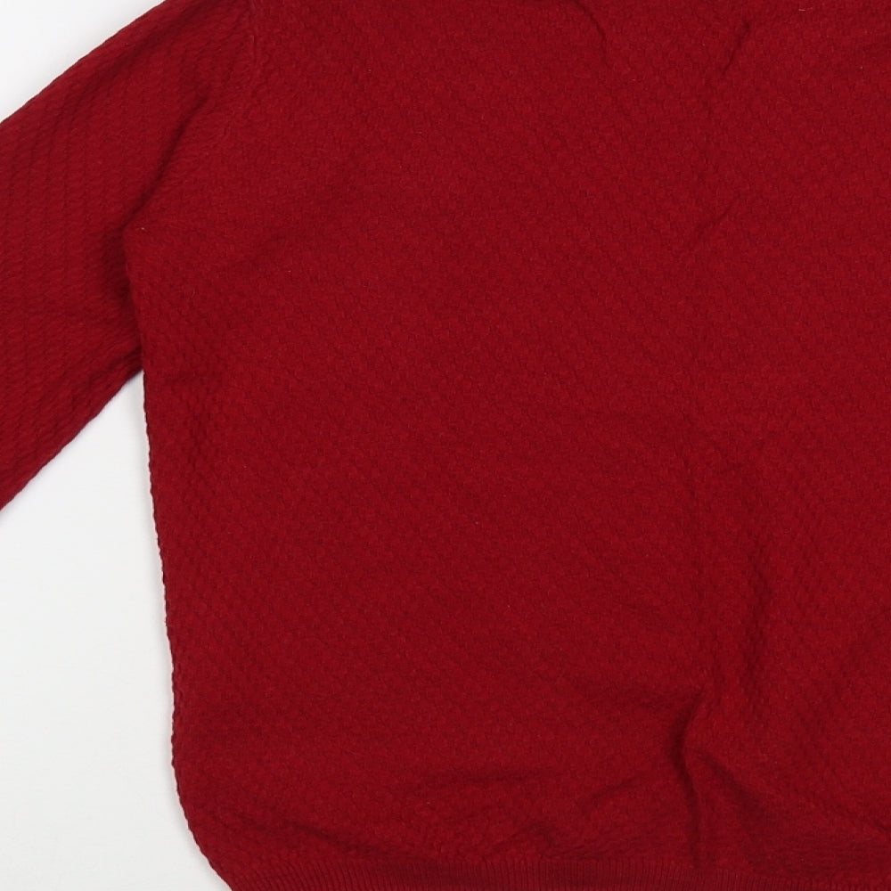 Pull&Bear Womens Red Crew Neck  Cotton Pullover Jumper Size M