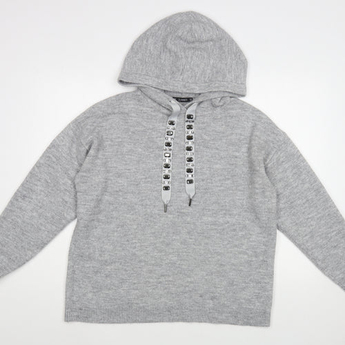Dunnes Stores Womens Grey  Acrylic Pullover Hoodie Size M  Pullover
