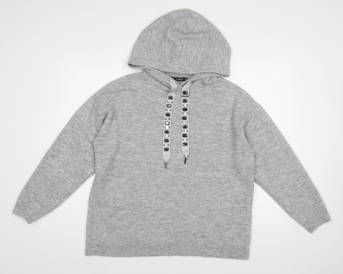 Dunnes Stores Womens Grey  Acrylic Pullover Hoodie Size M  Pullover