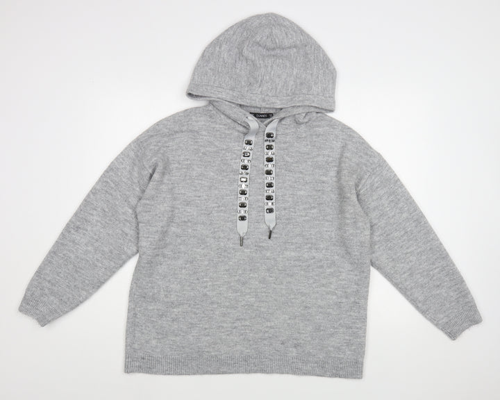 Dunnes Stores Womens Grey  Acrylic Pullover Hoodie Size M  Pullover