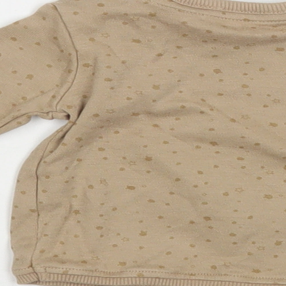 George Baby Beige Animal Print Cotton Pullover T-Shirt Size Newborn Crew Neck Snap - Winnie The Pooh
