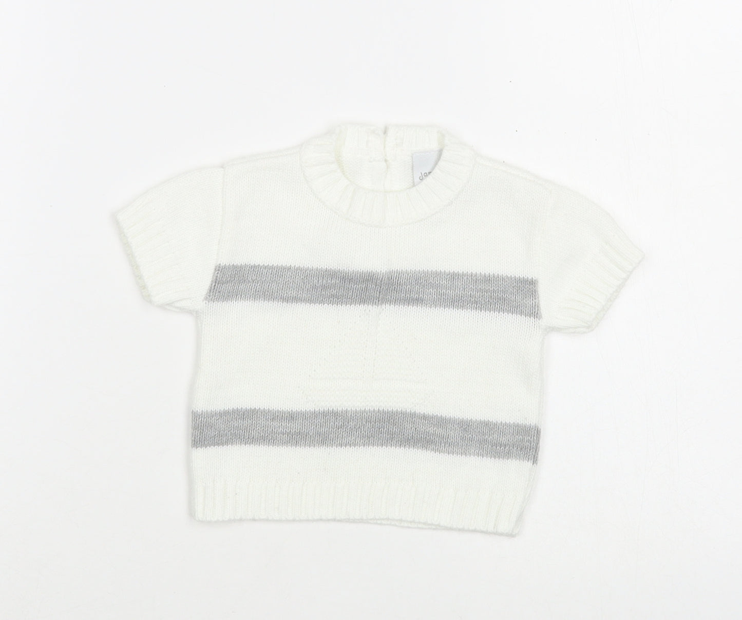 Dandelion Baby White Striped Acrylic Pullover Jumper Size 6-9 Months  Button - Boat