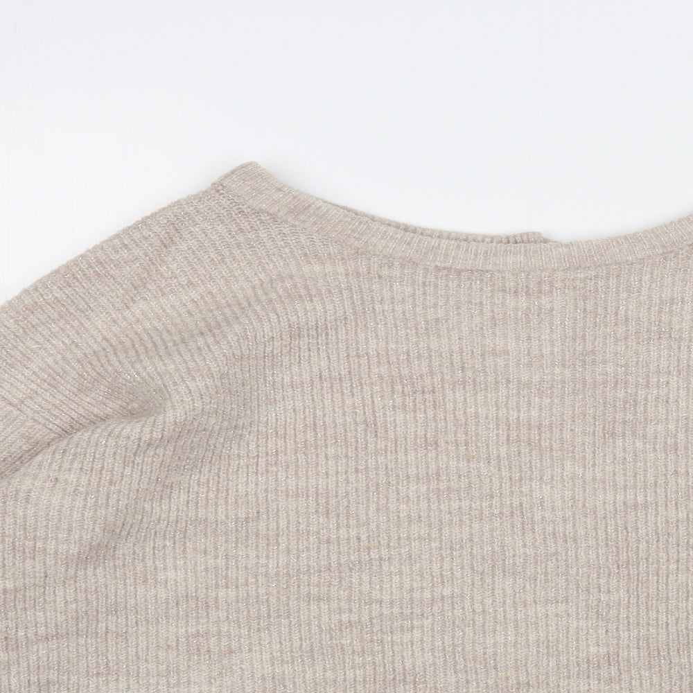 Joules Womens Beige Boat Neck  Acrylic Pullover Jumper Size 12