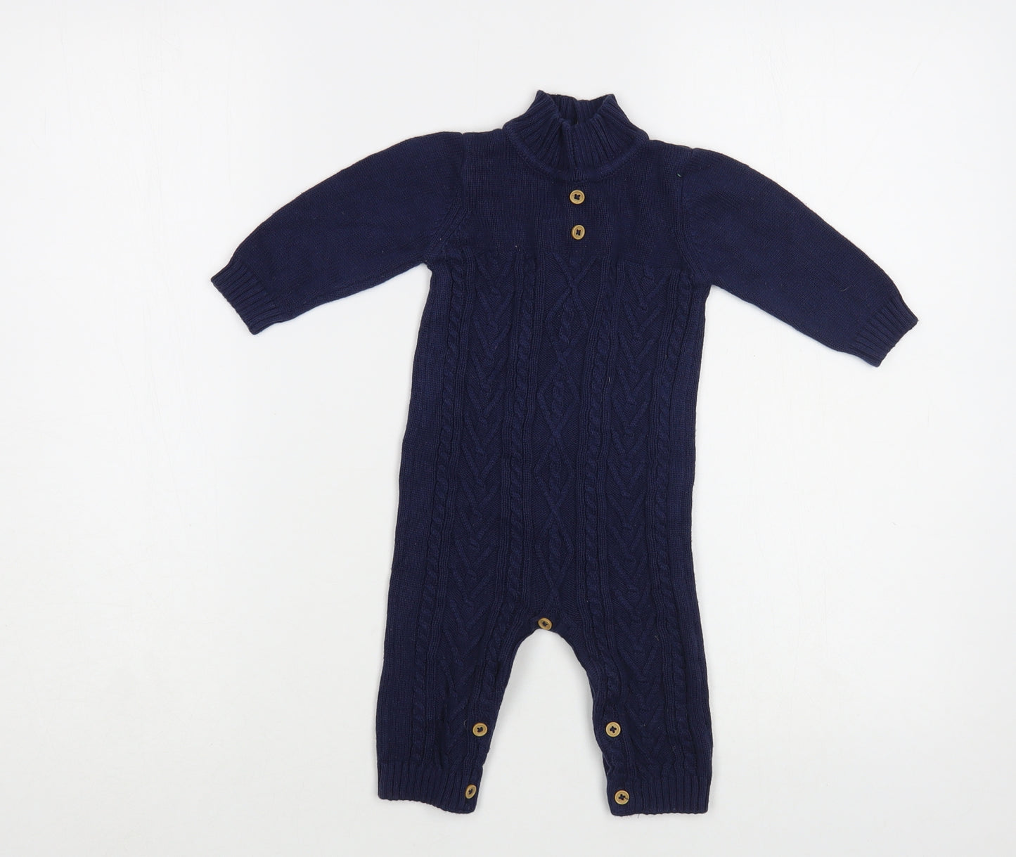 Matalan Baby Blue  Cotton Romper One-Piece Size 3-6 Months  Button