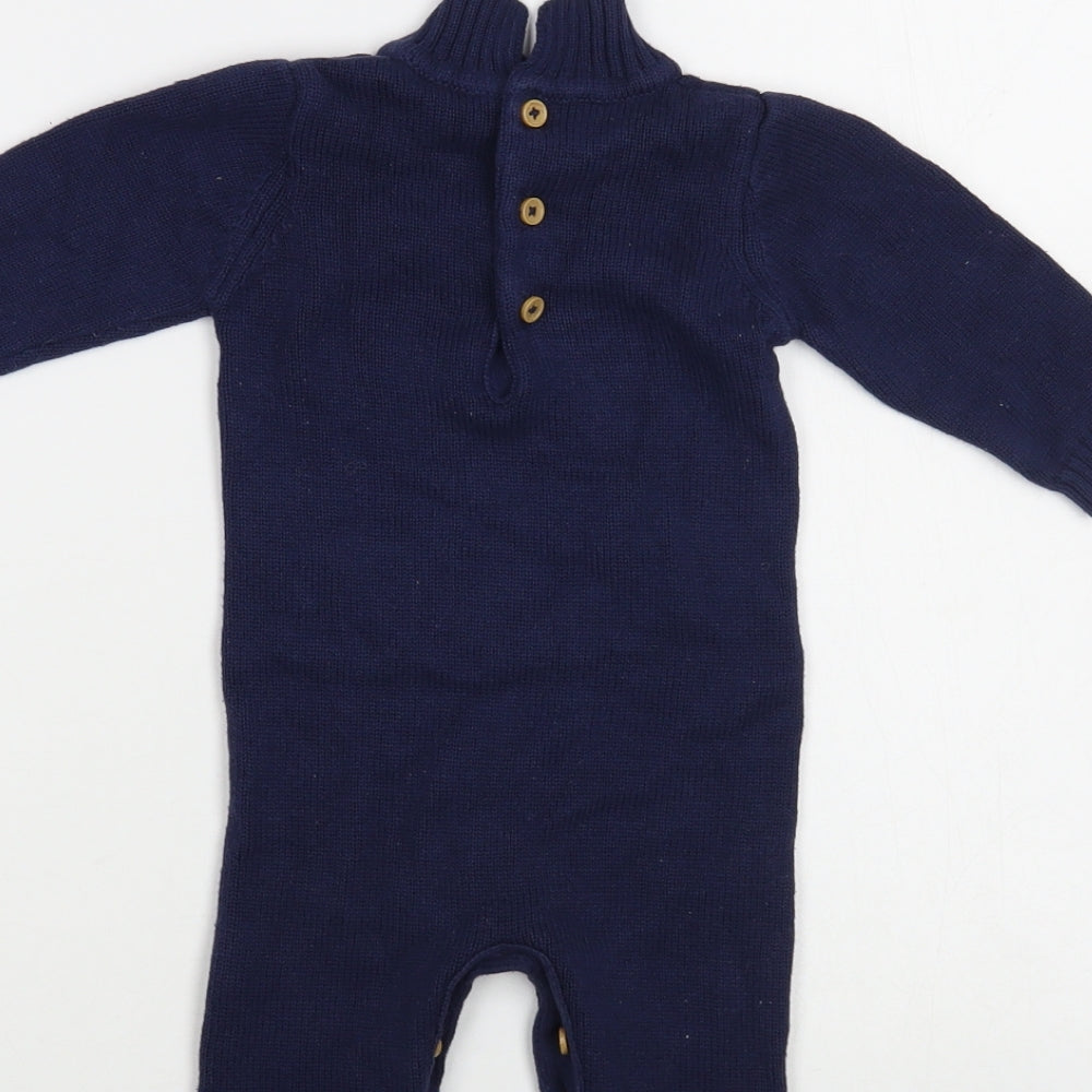 Matalan Baby Blue  Cotton Romper One-Piece Size 3-6 Months  Button