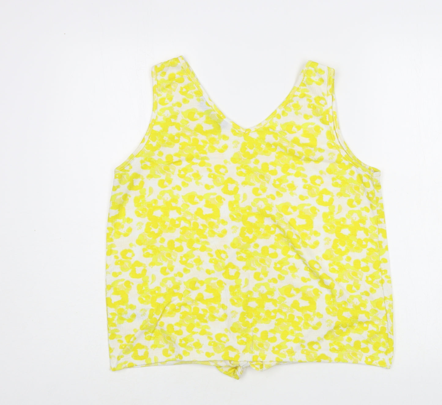 Dunnes Stores Womens White Animal Print Polyester Basic Tank Size M V-Neck