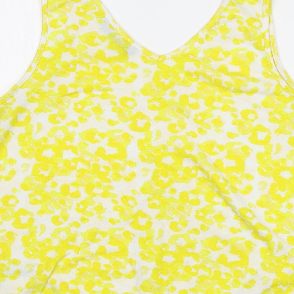 Dunnes Stores Womens White Animal Print Polyester Basic Tank Size M V-Neck