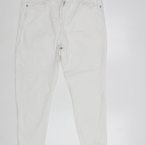 M&Co Womens White  Cotton Skinny Jeans Size 16 L27 in Regular Button