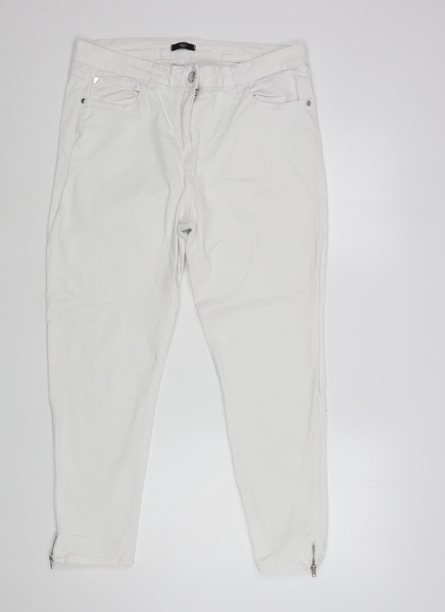 M&Co Womens White  Cotton Skinny Jeans Size 16 L27 in Regular Button
