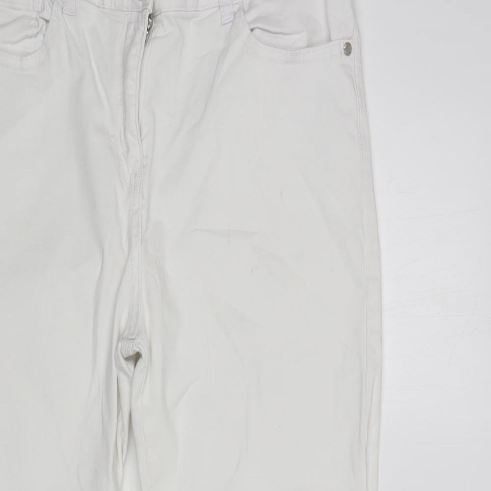 M&Co Womens White  Cotton Skinny Jeans Size 16 L27 in Regular Button