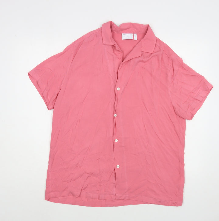 ASOS Mens Pink Viscose Button-Up Size S Button