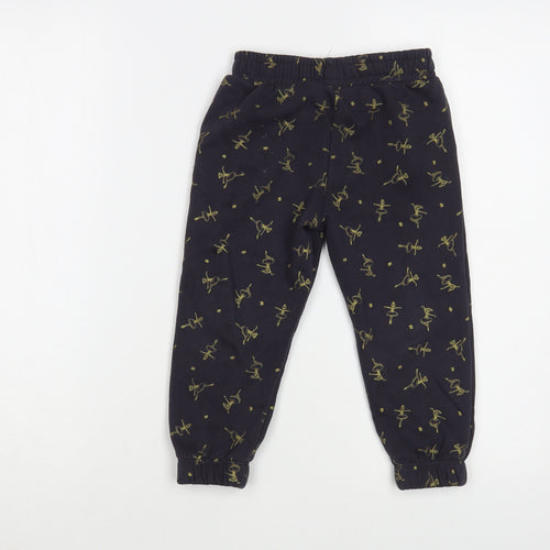 F&F Girls Blue Geometric Cotton Jogger Trousers Size 2-3 Years  Regular  - Ballerina Print