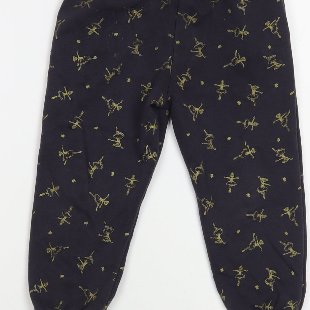 F&F Girls Blue Geometric Cotton Jogger Trousers Size 2-3 Years  Regular  - Ballerina Print