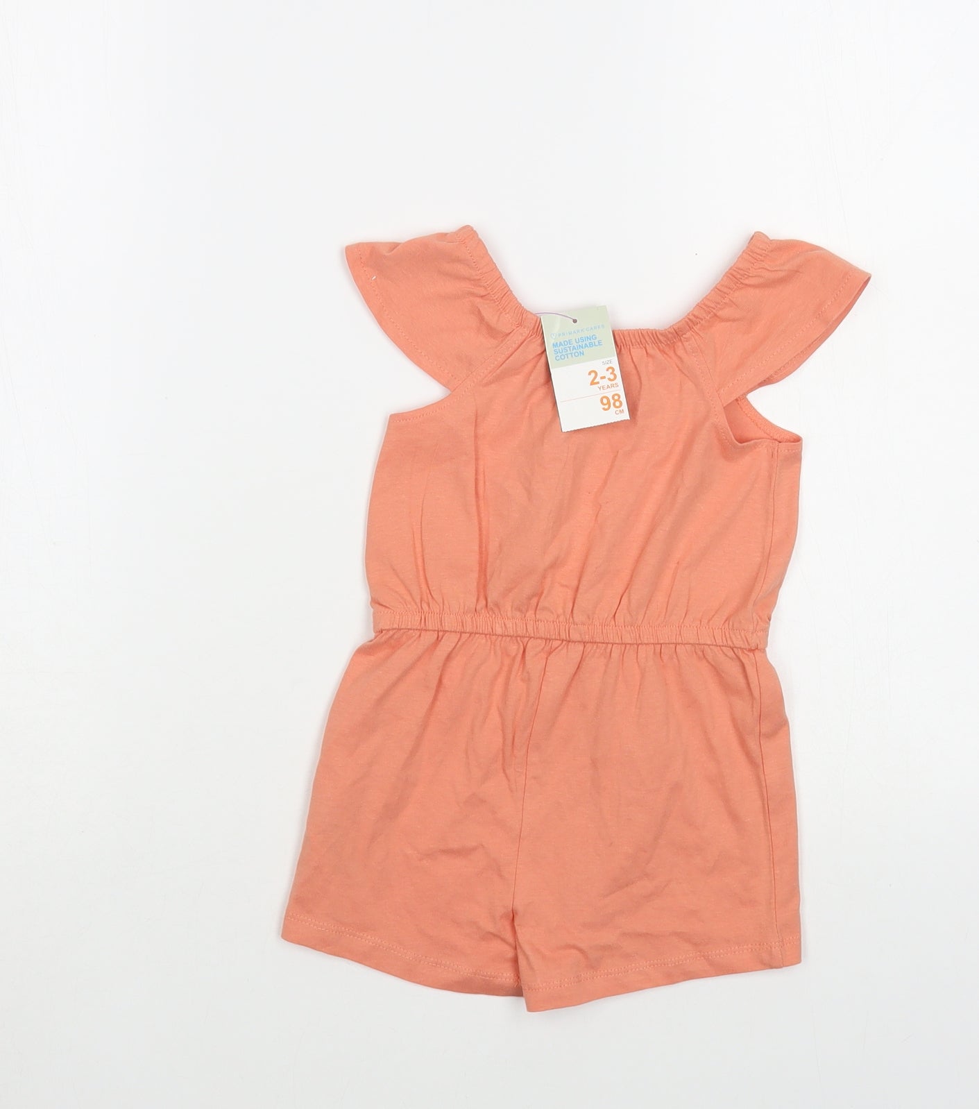 Primark Girls Orange  Cotton Playsuit One-Piece Size 2-3 Years  Pullover - Happy Day