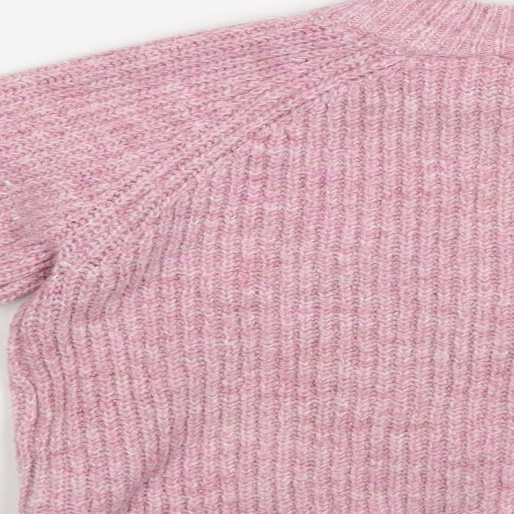 Zara Girls Pink Crew Neck  Acrylic Pullover Jumper Size 2-3 Years  Pullover