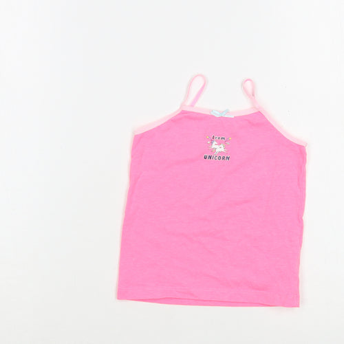 Primark Girls Pink  Cotton Camisole T-Shirt Size 2-3 Years Round Neck Pullover - Unicorn