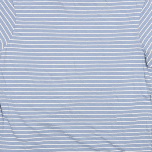 Fabric 8 Mens Blue Striped Cotton  T-Shirt Size L Crew Neck