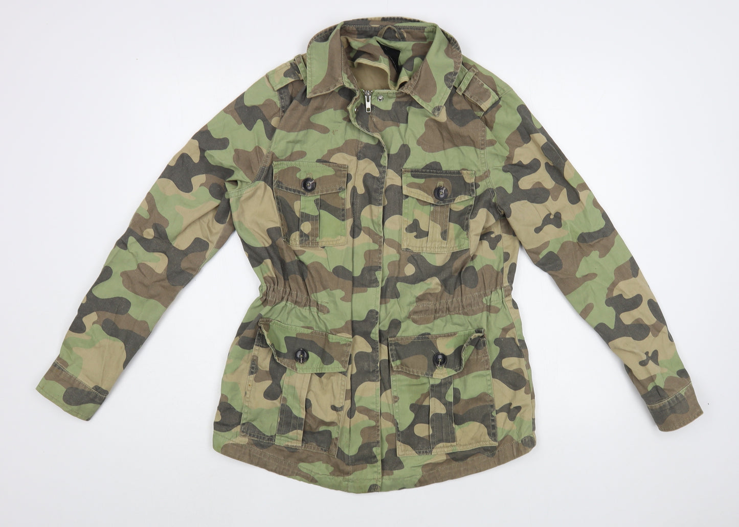 New Look Womens Green Camouflage  Jacket  Size 10  Zip