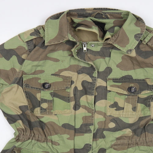 New Look Womens Green Camouflage  Jacket  Size 10  Zip