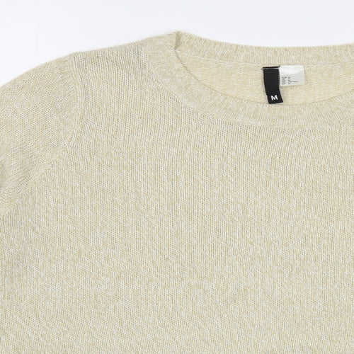 H&M Womens Beige Boat Neck  Acrylic Pullover Jumper Size M