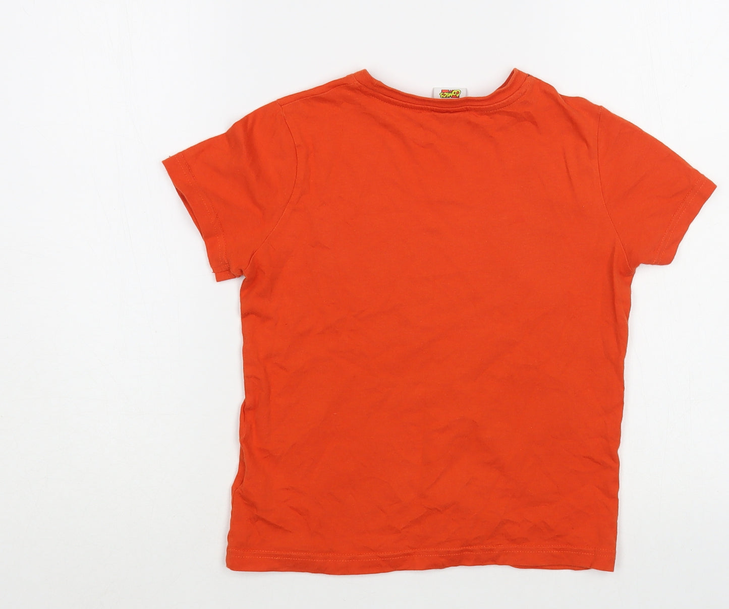 F&F Boys Orange  Cotton Pullover T-Shirt Size 6-7 Years Crew Neck Pullover - Marvel