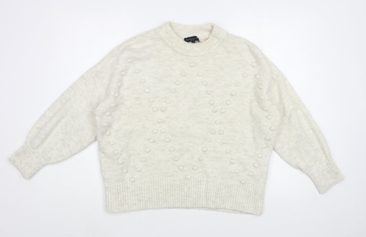 F&F Womens Grey Crew Neck  Acrylic Pullover Jumper Size 8