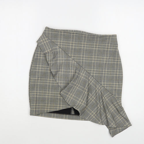 H&M Womens Grey Plaid Polyester Mini Skirt Size 8   Zip