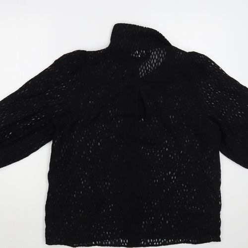 Savida Womens Black  Polyester Basic Button-Up Size L Collared