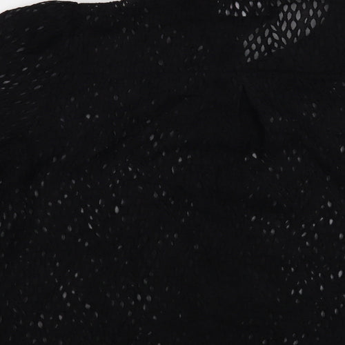 Savida Womens Black  Polyester Basic Button-Up Size L Collared