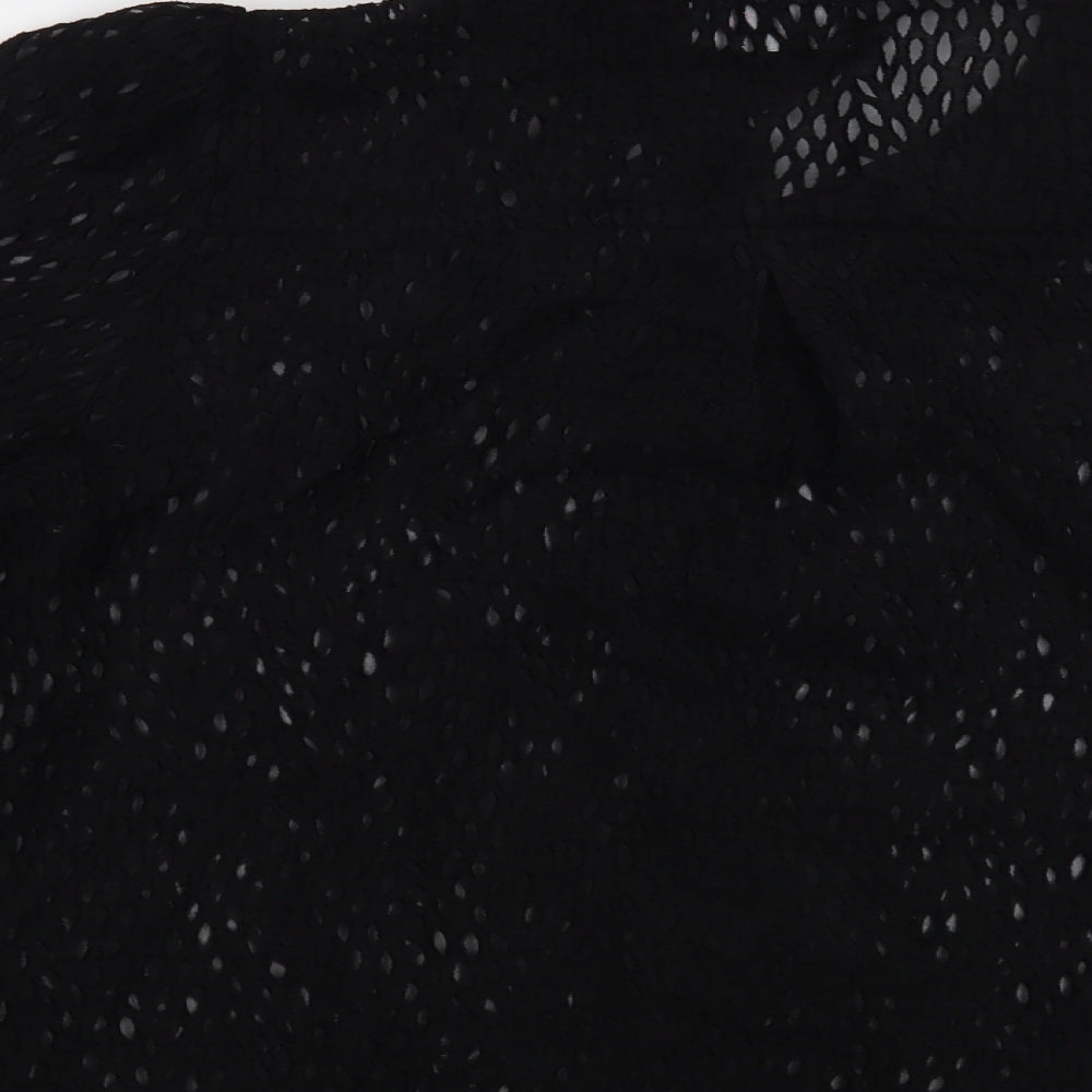 Savida Womens Black  Polyester Basic Button-Up Size L Collared