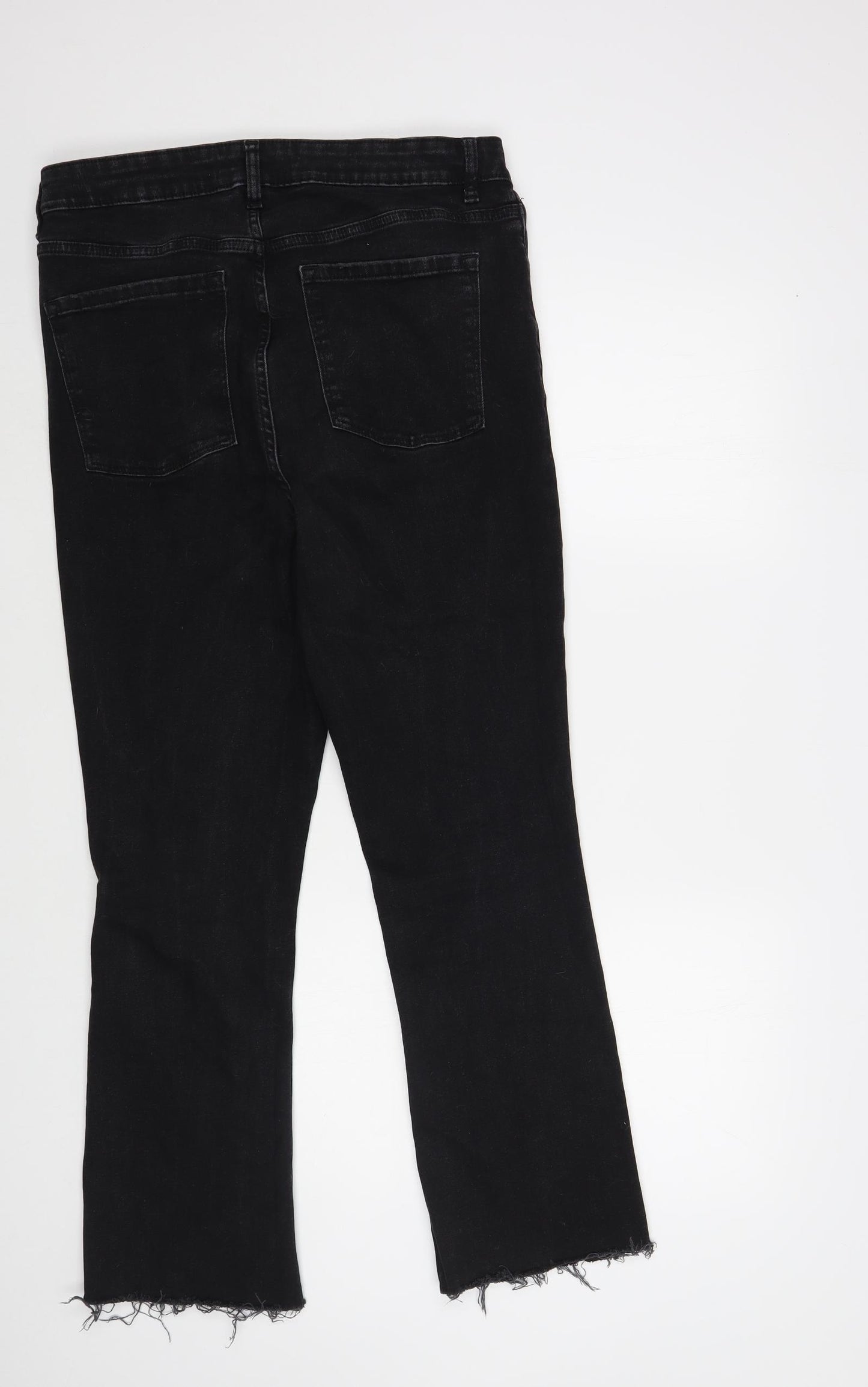 Denim Co. Womens Black  Cotton Straight Jeans Size 14 L29 in Regular Button