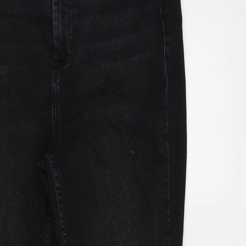 Denim Co. Womens Black  Cotton Straight Jeans Size 14 L29 in Regular Button