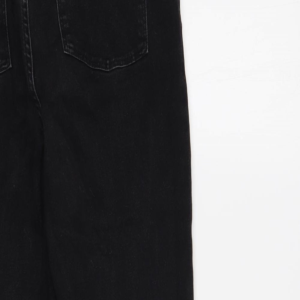 Denim Co. Womens Black  Cotton Straight Jeans Size 14 L29 in Regular Button