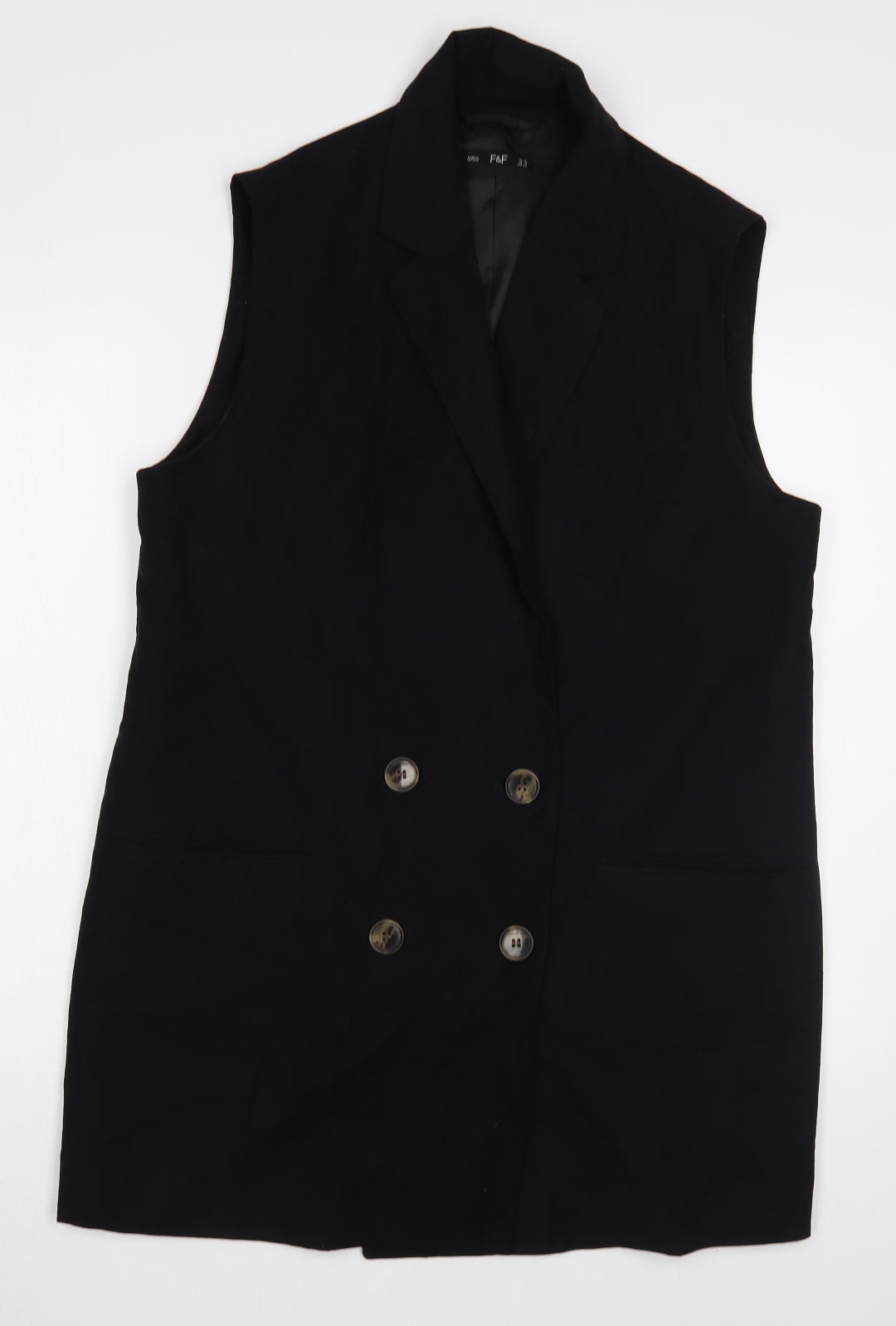 F&F Womens Black   Jacket Waistcoat Size 14  Button