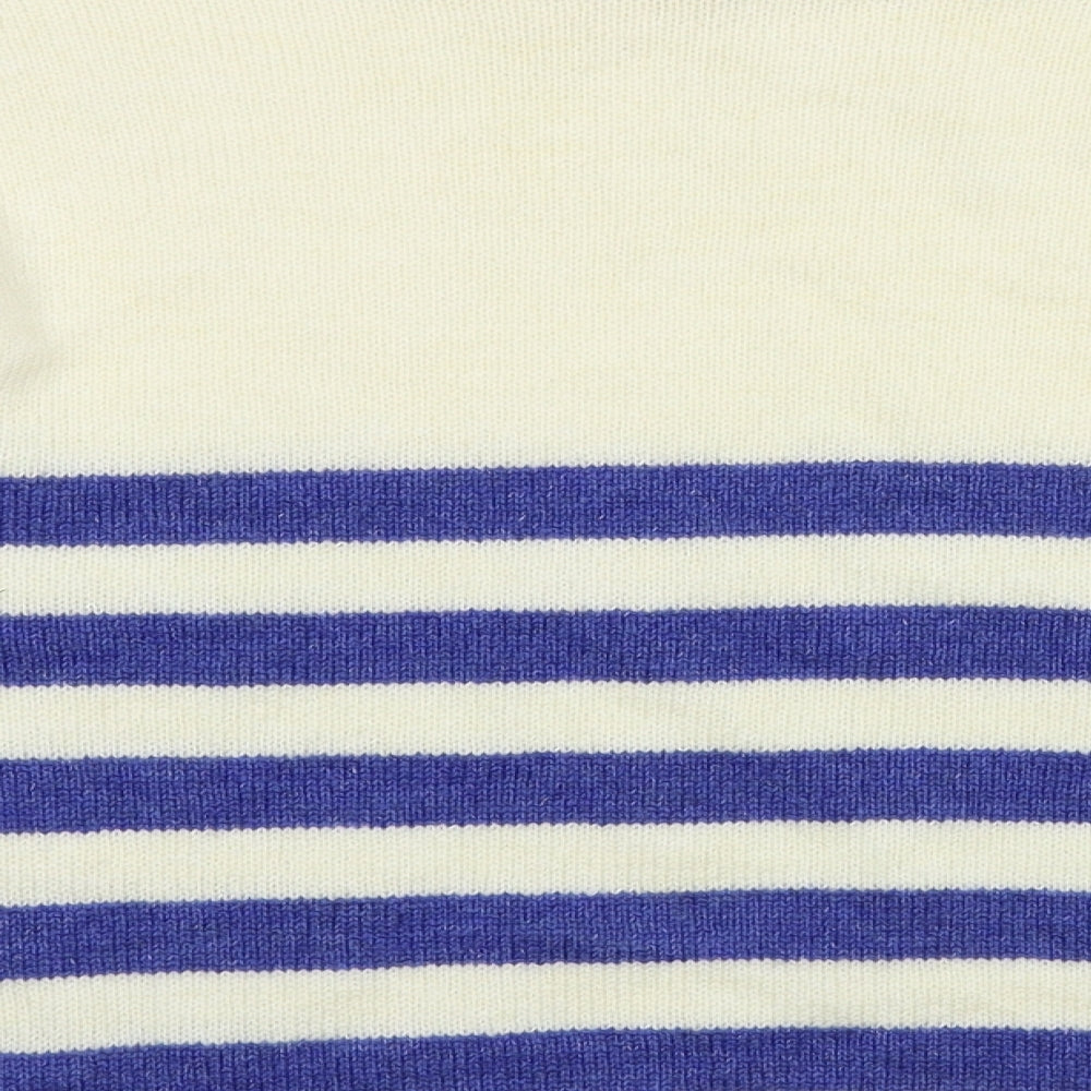 TU Womens Ivory Mock Neck Striped Acrylic Pullover Jumper Size 16