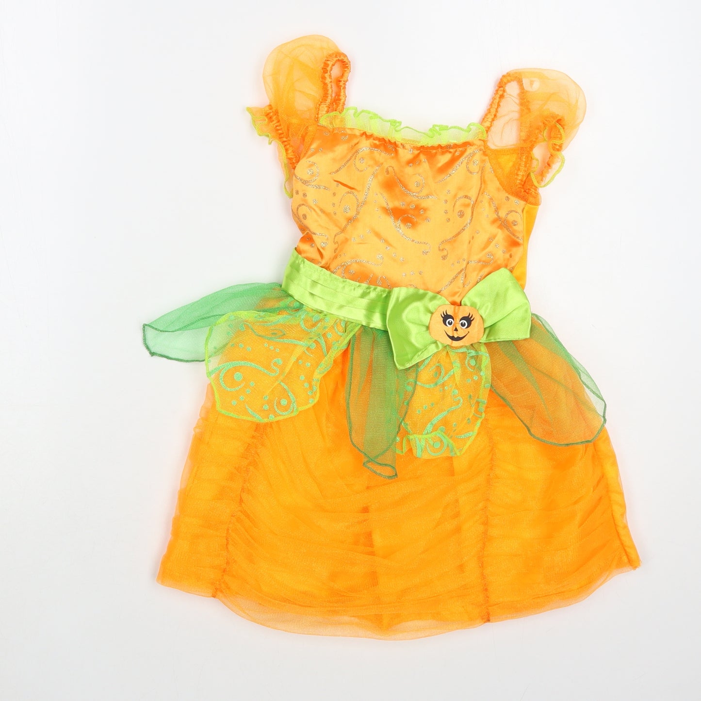 George Girls Orange Polyester Ball Gown Size 3-4 Years Square Neck Pullover - Fancy Dress