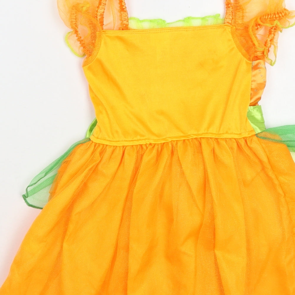 George Girls Orange Polyester Ball Gown Size 3-4 Years Square Neck Pullover - Fancy Dress