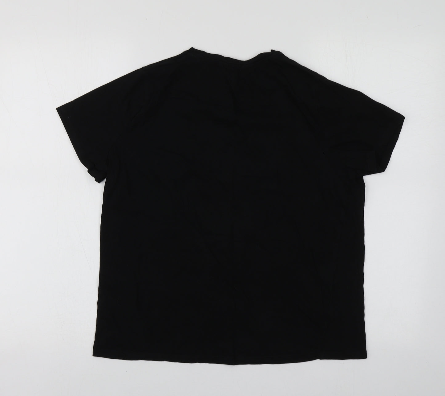 New Look Womens Black Geometric Cotton Basic T-Shirt Size 14 Round Neck