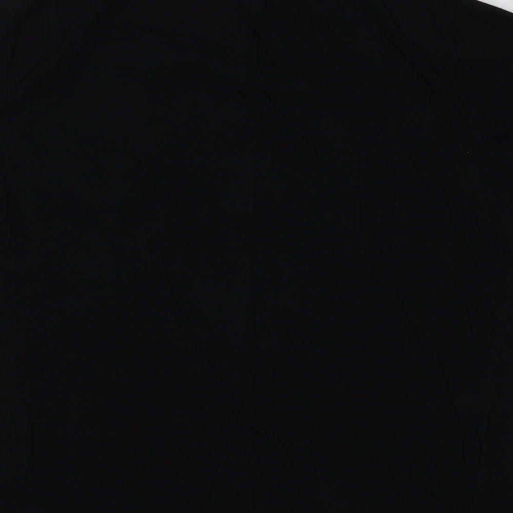 New Look Womens Black Geometric Cotton Basic T-Shirt Size 14 Round Neck