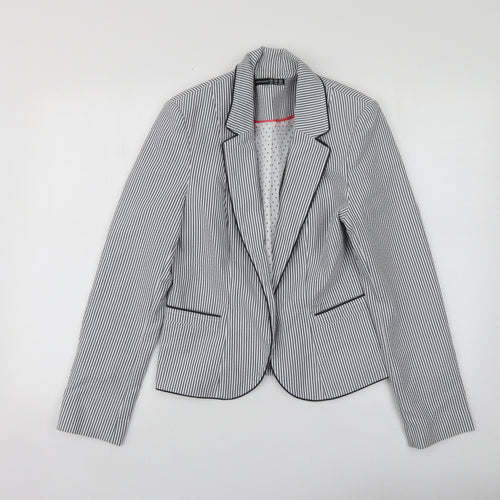 Atmosphere Womens Blue Striped Polyacrylate Fibre Jacket Suit Jacket Size 10