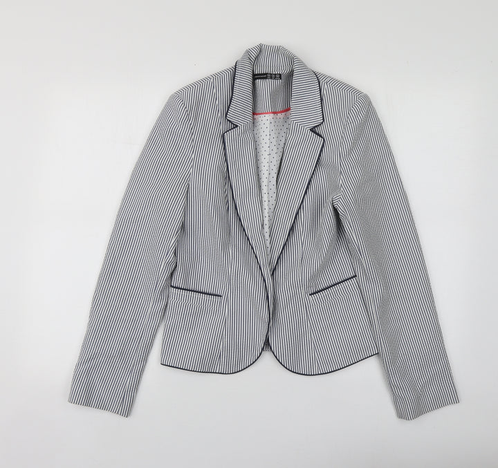 Atmosphere Womens Blue Striped Polyacrylate Fibre Jacket Suit Jacket Size 10