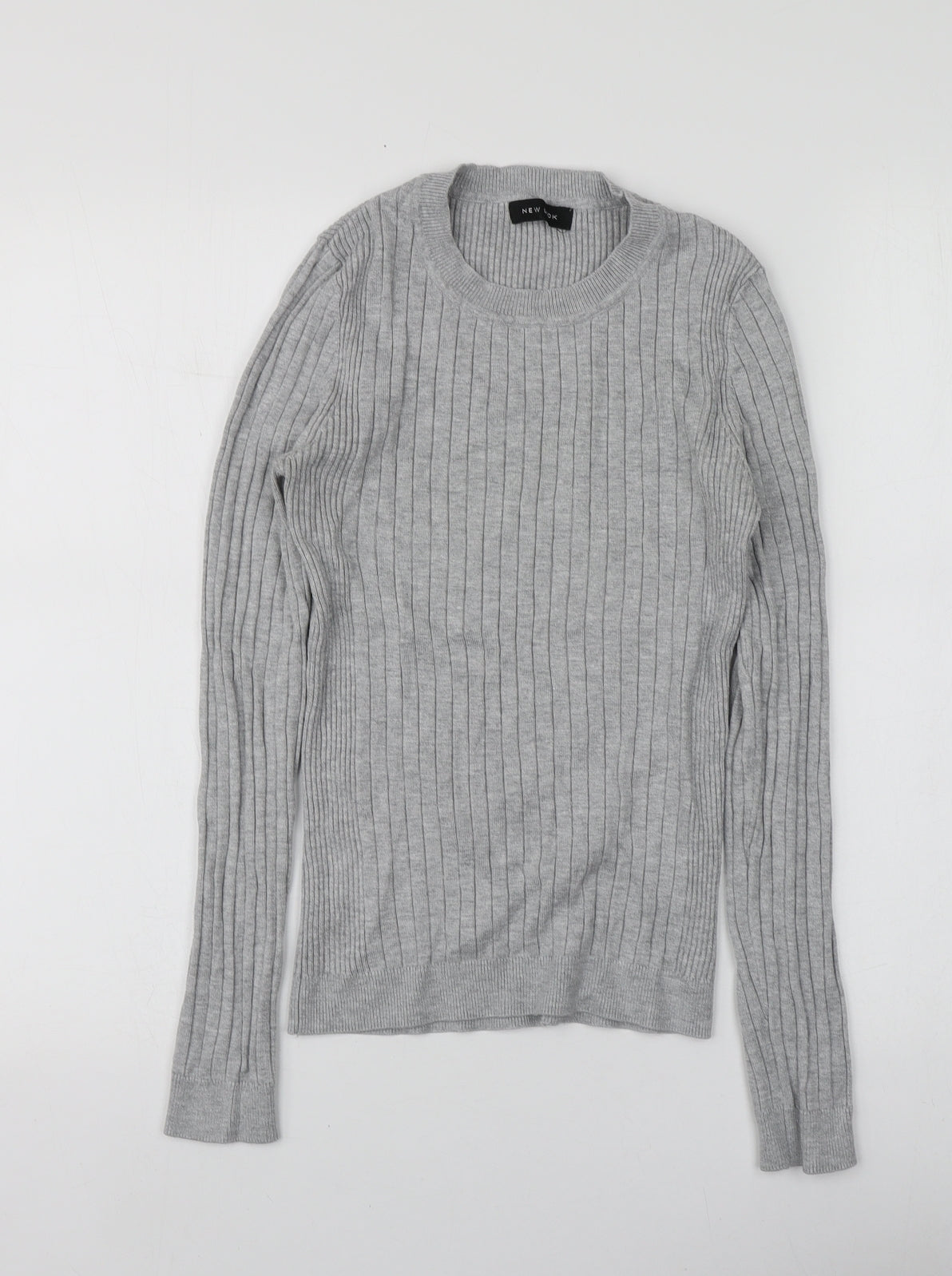 New Look Womens Grey Round Neck  Viscose Pullover Jumper Size 10