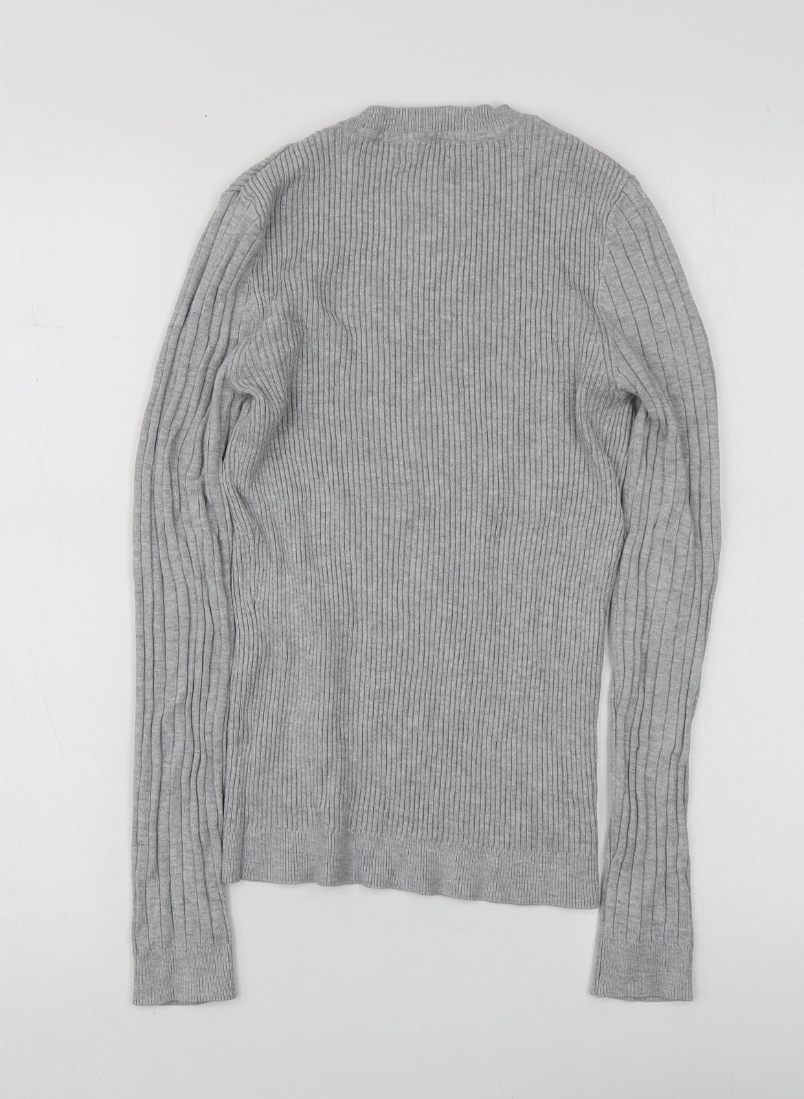 New Look Womens Grey Round Neck  Viscose Pullover Jumper Size 10