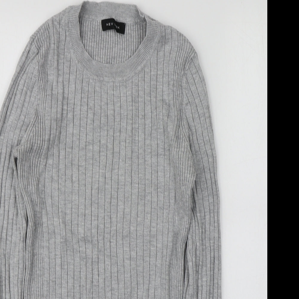 New Look Womens Grey Round Neck  Viscose Pullover Jumper Size 10