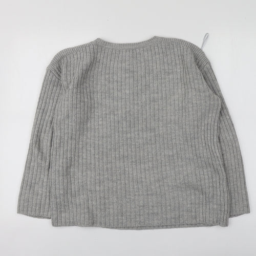 Dorothy Perkins Womens Grey Round Neck  Acrylic Pullover Jumper Size 10