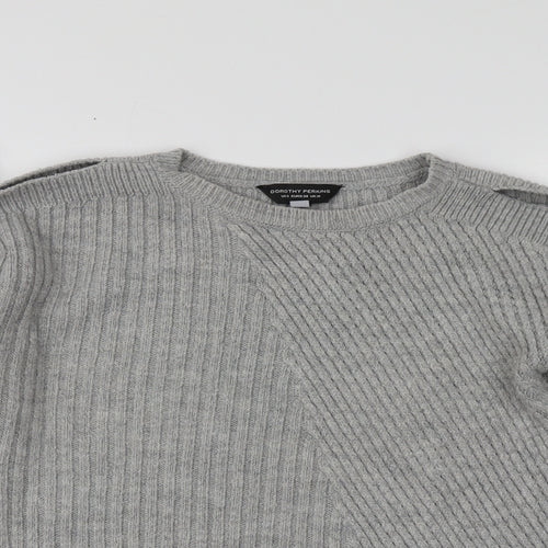 Dorothy Perkins Womens Grey Round Neck  Acrylic Pullover Jumper Size 10