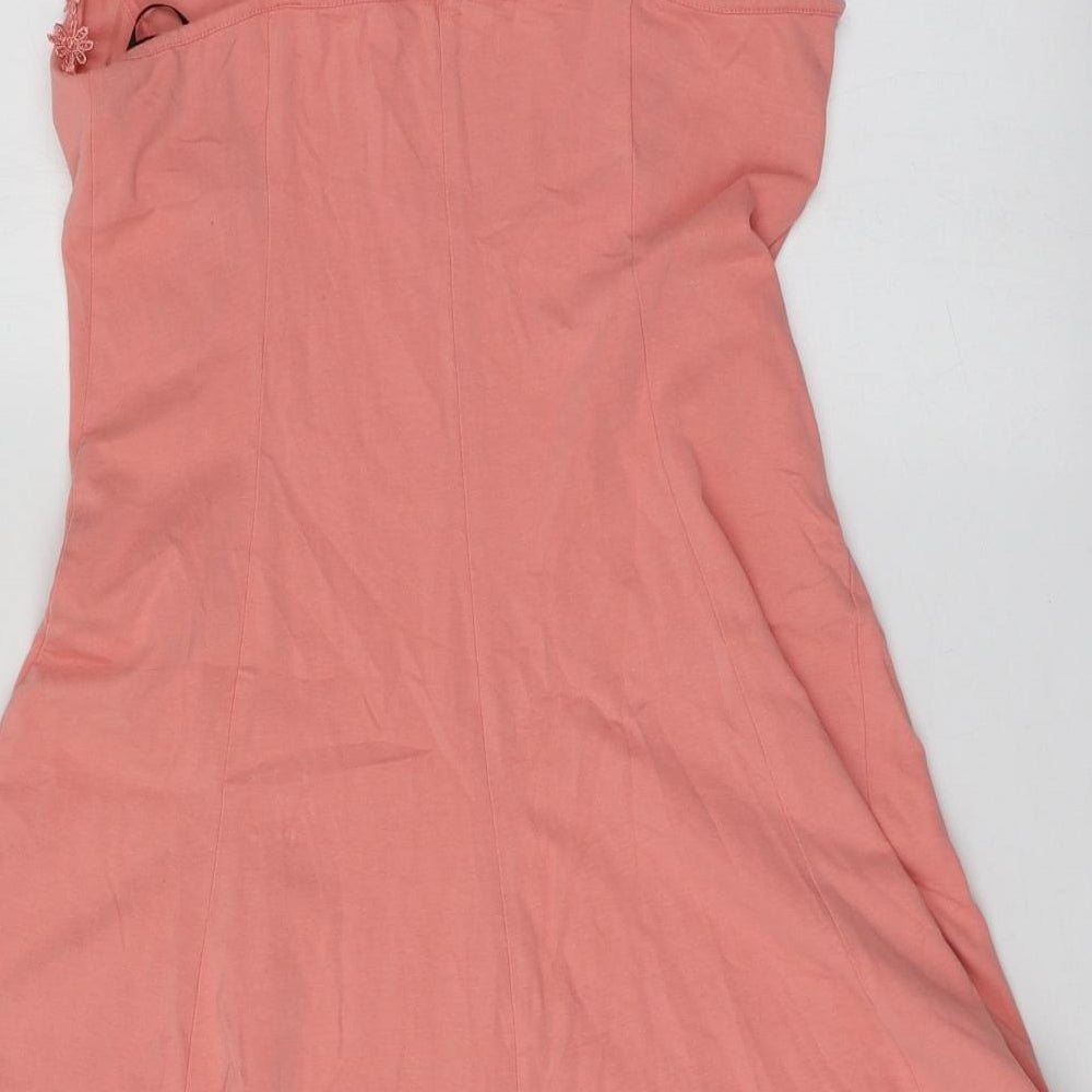 New Look Womens Pink  Cotton Mini  Size 12  Round Neck