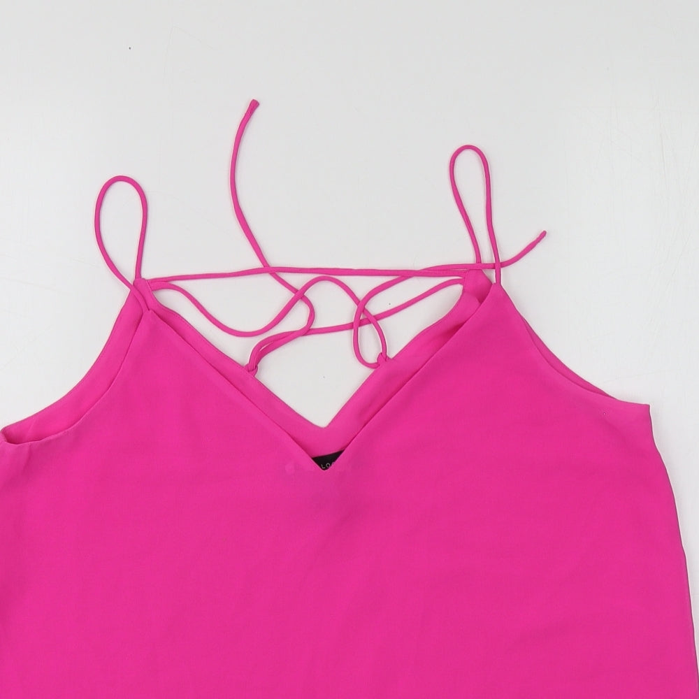 New Look Womens Pink  Polyester Basic Blouse Size 10 V-Neck