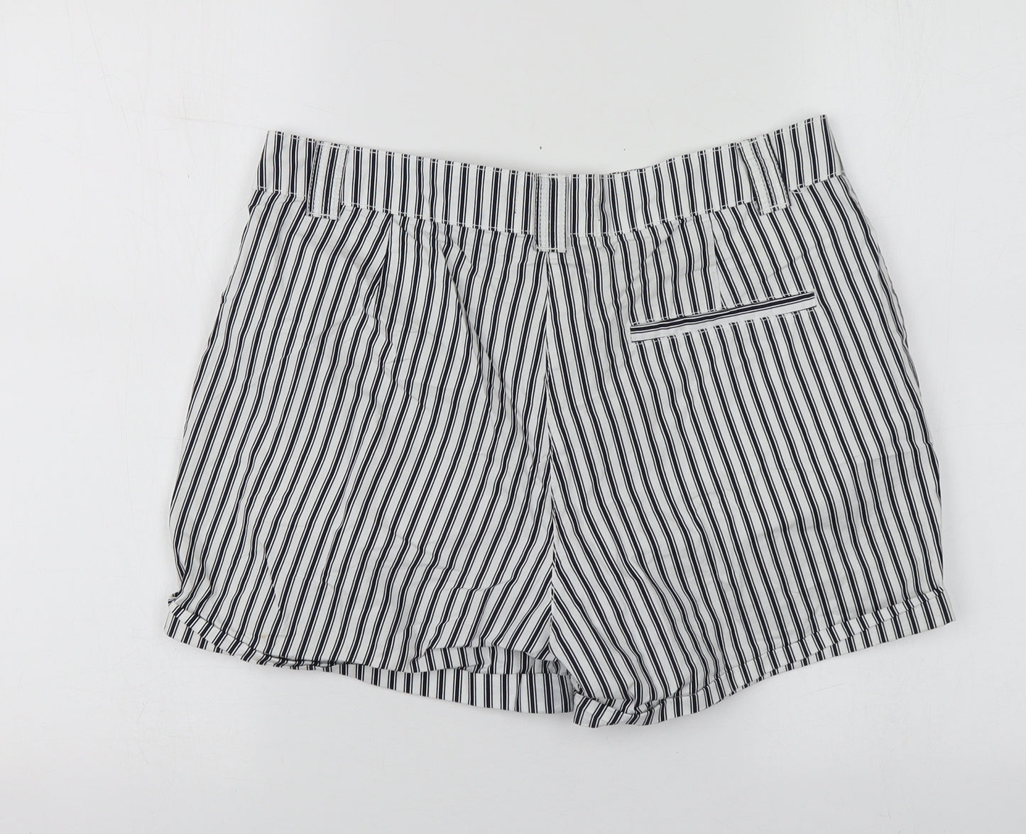Dorothy Perkins Womens White Striped Cotton Chino Shorts Size 10 L14 in Regular